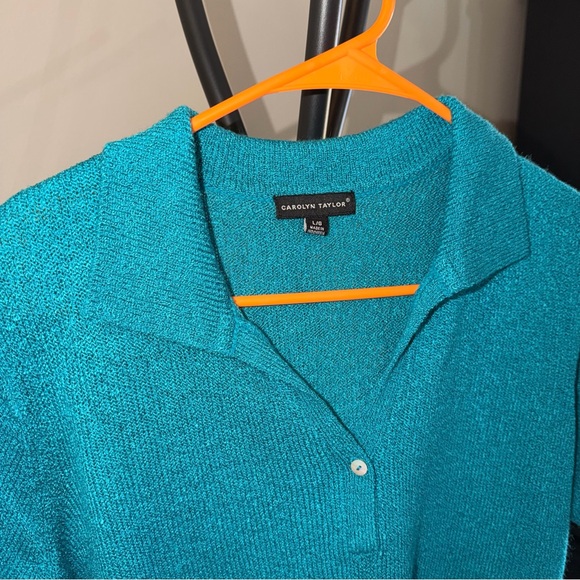 Carolyn Taylor Turquoise Button Down Shirt Grannycore Cottagecore - Picture 4 of 9